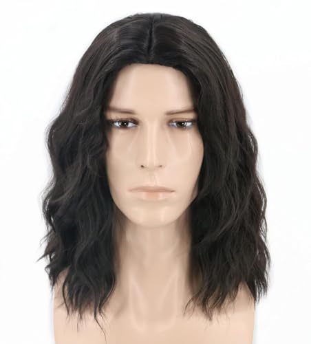 Lucoacos Männer schwarz braune Perücke Wellige mittlere Länge Haare Halloween Cosplay Kostüm Perücke von Lucoacos