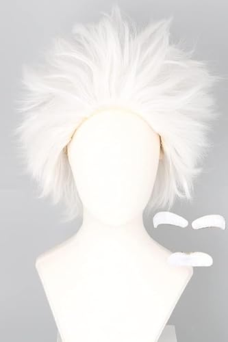 Lucoacos Weiß Mad Scientist Perücke Männer Halloween Kostüm Cosplay Perücke von Lucoacos