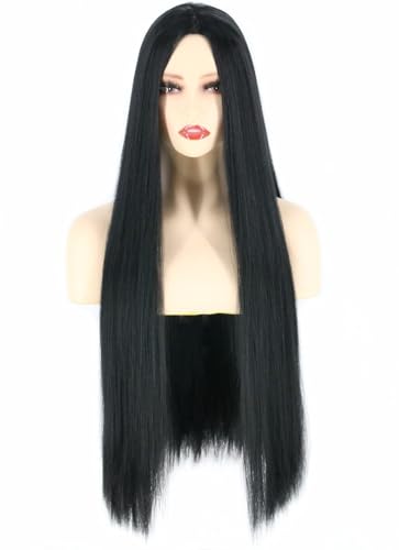 Lucoacos schwarz lange gerade Haare für Frauen Halloween Kostüm Cosplay Perücke von Lucoacos