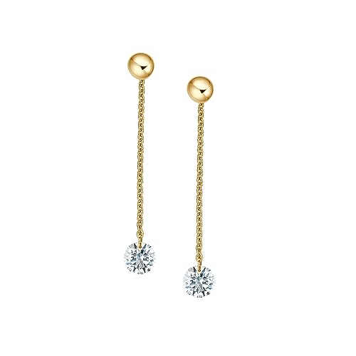 Labordiamant Ohrringe 0,50ct VVSI – 14K Gelbgold – Damen Diamantohrringe – Schwebender Diamant – Lucoro von Lucoro Diamonds