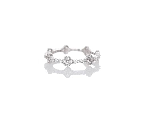 Lucoro - Kleeblatt Ring Damen – 925 Silber mit Zirkonia Steinen – Eleganter Silberring als Geschenk für Frauen, Freundin oder Mutter (54) von Lucoro Diamonds