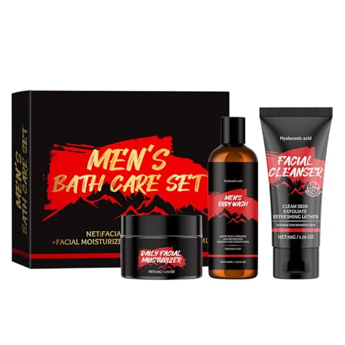 Bath and Skin Care Gift Set for Men, 3 Pieces Nourishing Facial and Body Care Kit Includes Face Wash, Shower Gel, Moisturizer, Valentines Fathers Day Birthday Gifts for Husband Dad Boyfriend Him Bath and Skin Care Gift Set for Men, 3 Pieces Nourishing Facial and Body Care Kit Includes Face Wash, Shower Gel, Moisturizer, Valentines Fathers Day Birthday Gifts for Husband Dad Boyfriend Him von Lucoss Beauty