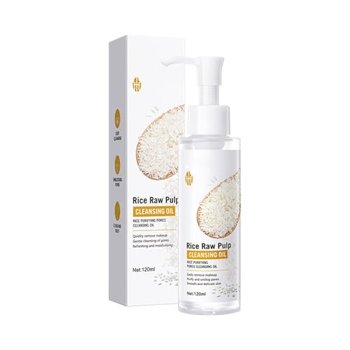 Reis Wasser Reinigungsöl, Wasserfester Make-up-Entferner Cleansing Oil für Alle Hauttyp, Sanfter Porenkontrolle Gesichtsreiniger für Männer und Frauen 120ml von Lucoss Beauty