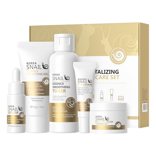 Snail Essence Hautpflege Set für Teenager-Mädchen, 5PCS Anti-aging Gesichtspflege Set für Sanfte Haut Reinigung und Pflege, Frauen Geschenkset mit Cleanser Toner Serum Gesichtscreme Augencreme Snail Essence Hautpflege Set für Teenager-Mädchen, 5PCS Anti-aging Gesichtspflege Set für Sanfte Haut Reinigung und Pflege, Frauen Geschenkset mit Cleanser Toner Serum Gesichtscreme Augencreme von Lucoss Beauty