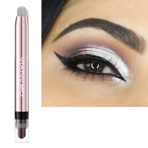 Lucoss Cream Lidschatten Stift, Hochpigmentierter Lidschattenstift, Perlglanz-Seidenraupen-Lidschatten-Stift, Wasserfester, Lang anhaltender Eye Highlighter Stick (#01 Perlweiß) von Lucoss