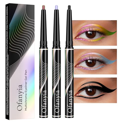 Lucoss Multichrome Eyeliner Bleistift, einziehbarer Eyeliner 24h lang anhaltender Gel Eyeliner Eye Liner Hochpigmentierter Eyeliner Bleistift Wasserdichter Smudge Proof Metallic Eyeliner Stift (Set B) von Lucoss