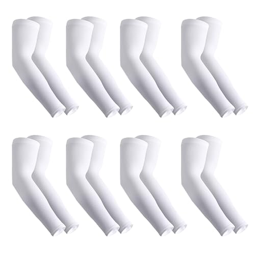 Lucxhcky 8 Paar Armstulpen für Damen und Herren, Sommer, Sonne, Armstulpen für Damen und Herren, weiß, One size von Lucxhcky