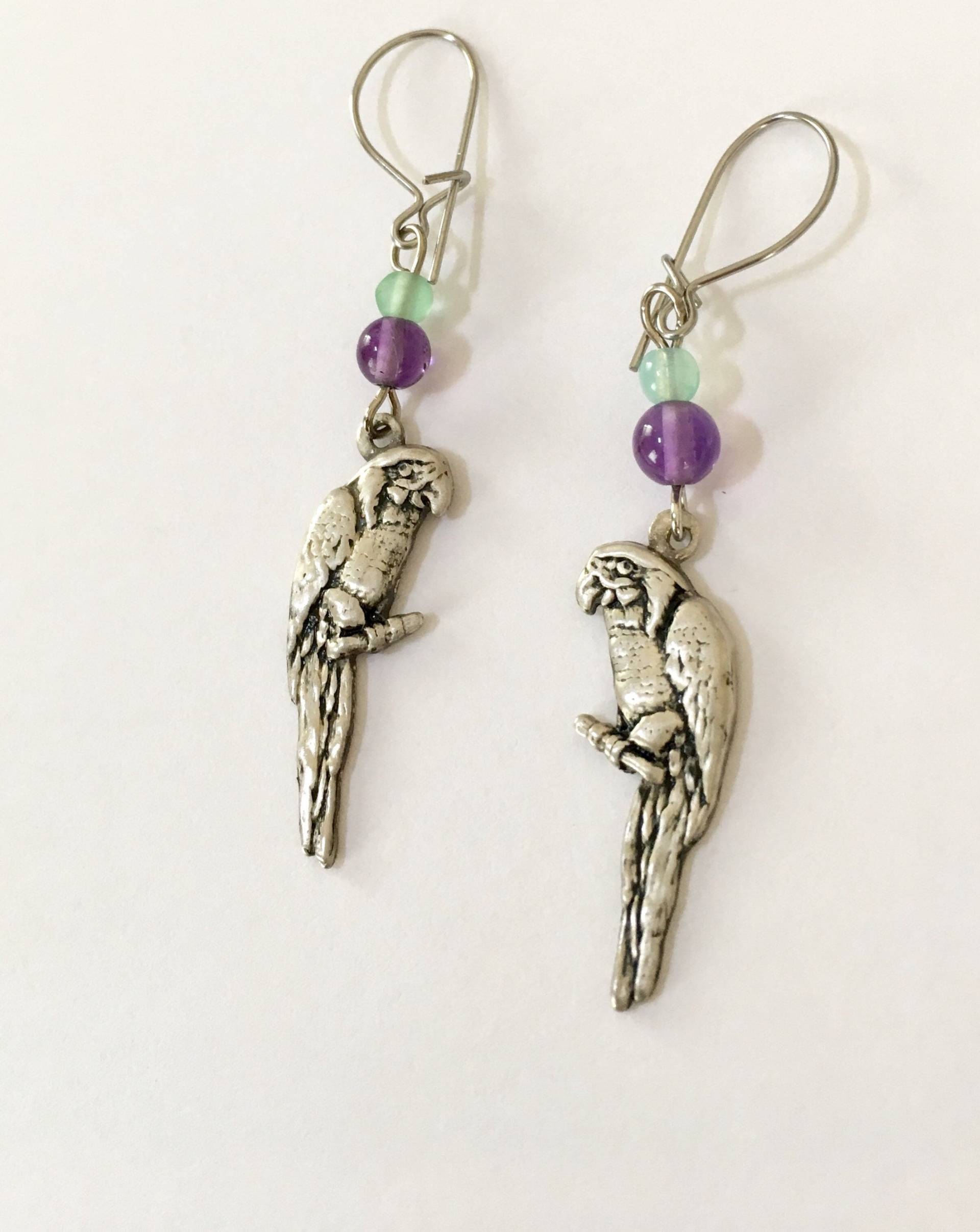 Vintage Sterling Papagei Ohrringe Amethyst Aventurin Vogel Schmuck Vintage Sterling Papagei Ohrringe Amethyst Aventurin Vogel Schmuck von LucyIsaacsJewelry