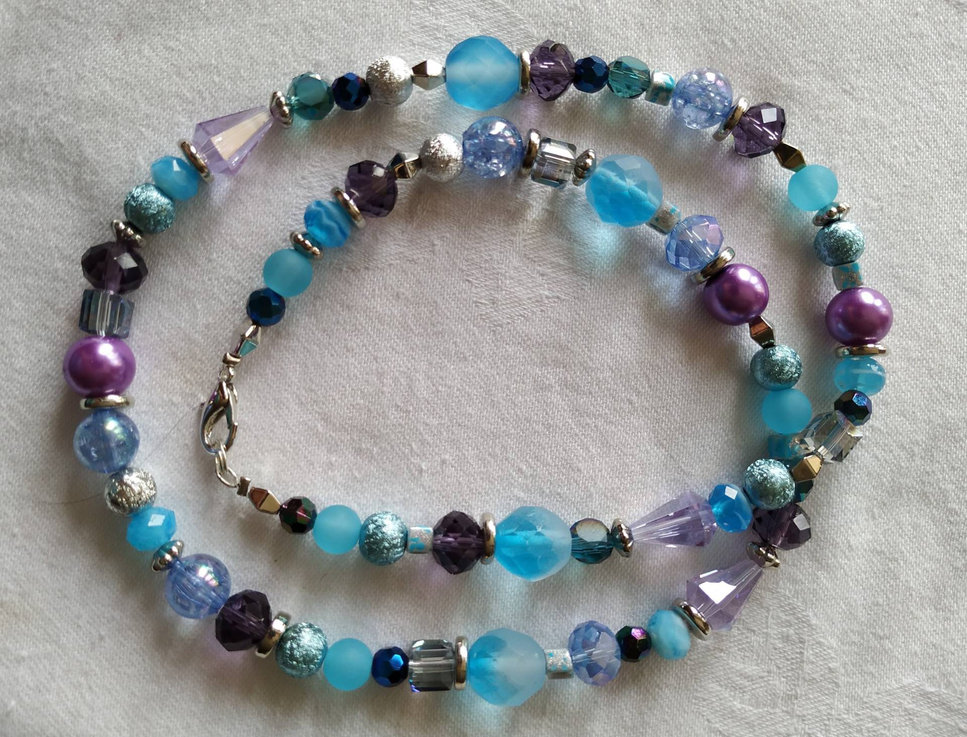 Türkis-Blau-Lila Glitzernde Halskette von LucyLynnTreasures