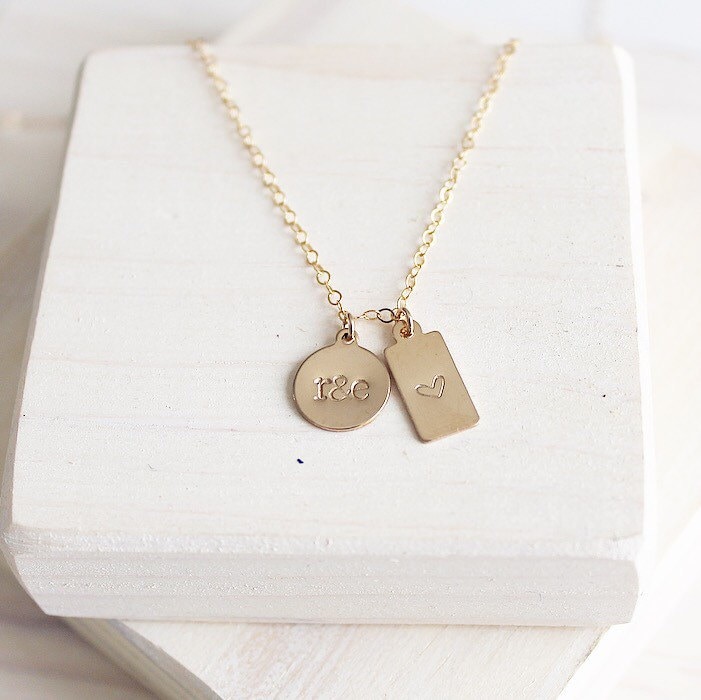 Gold Filled Duo Tag Halskette | Personalisierte Mini Anhänger von LucyMint