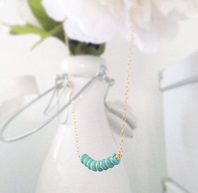 Grüner Türkis Magnesit Perlen Halskette | Gold Filled Kette von LucyMint