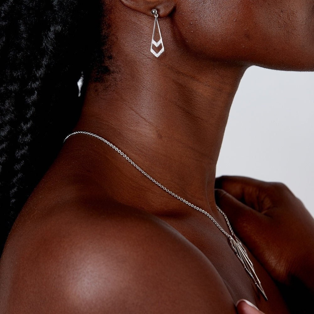 Art-Deco-Ohrringe, 925Er Sterlingsilber, Weiße Topas-Edelsteine, Preisgekrönter Designerschmuck, Art-Deco-Schmuckdesign Der 1920Er Jahre von LucyQuartermaineltd