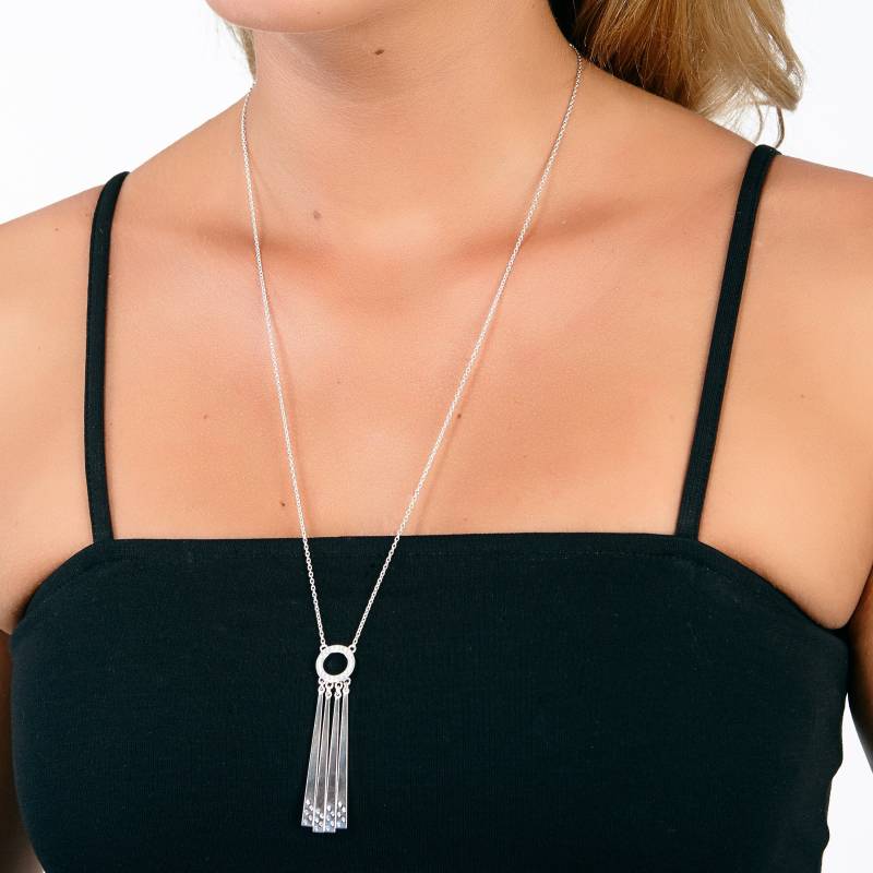 Art-Deco-stranganhänger, Langer Art-Deco-Anhänger, Diamant-Art-Deco-Halskette, Einstellbarer Art-Deco-Silberanhänger, Moderne Art-Deco-Halskette von LucyQuartermaineltd