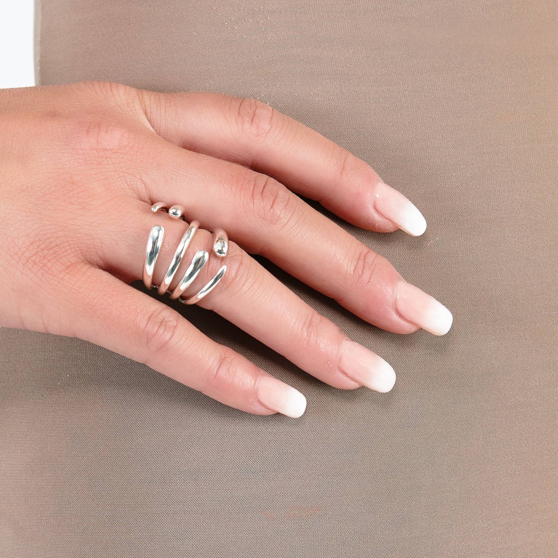 Cocktail Ring, Großer Silber Mehrstrang Stapelbarer Designer Geschenke Für Sie, Massiv Uk Ring von LucyQuartermaineltd