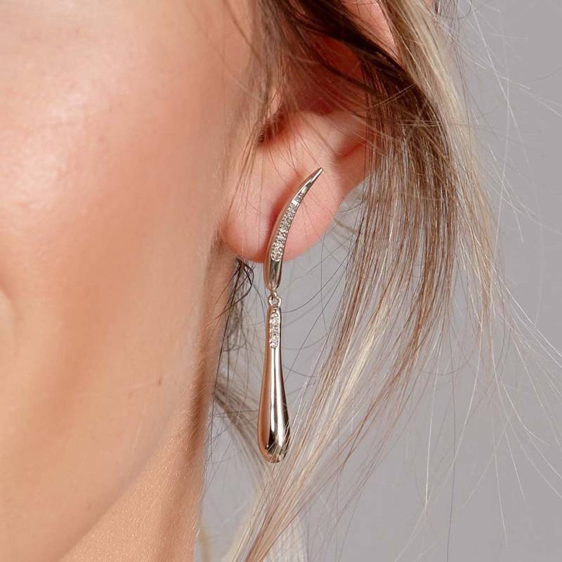 Diamant Tropfen Ohrringe, Silber Ohrstecker, Designer Bergsteiger Ohrring Bolzen von LucyQuartermaineltd