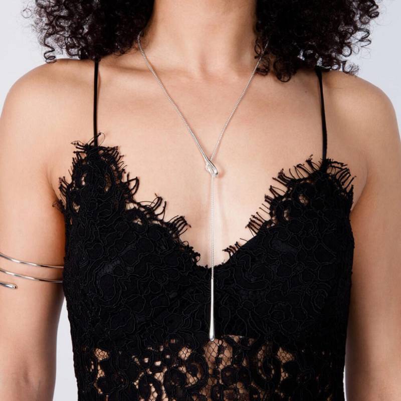 Lange Feeder Drop Halskette, Silber Lariet, Designer Verstellbare Simple Schmuck, Qualität Silberschmuck von LucyQuartermaineltd