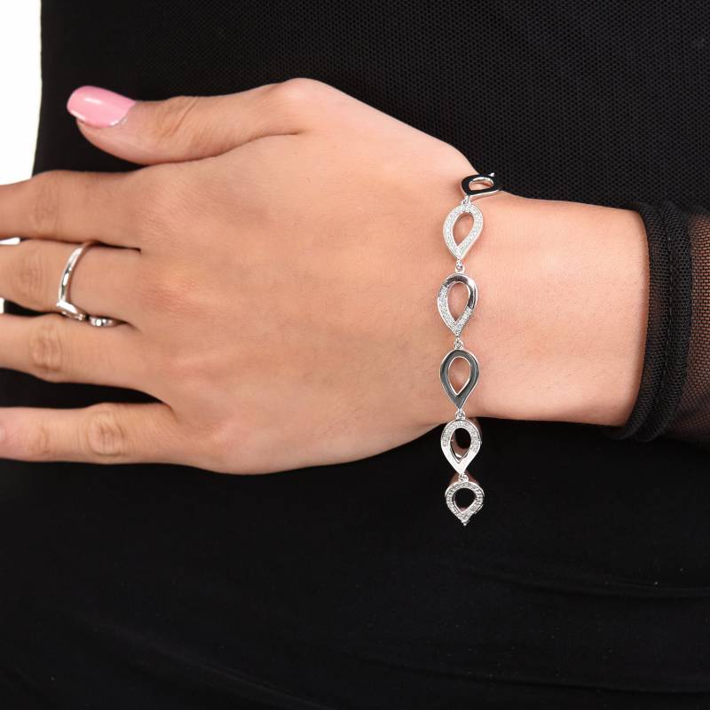 sterling Silber Melting Pear Drop Diamant Armband von LucyQuartermaineltd