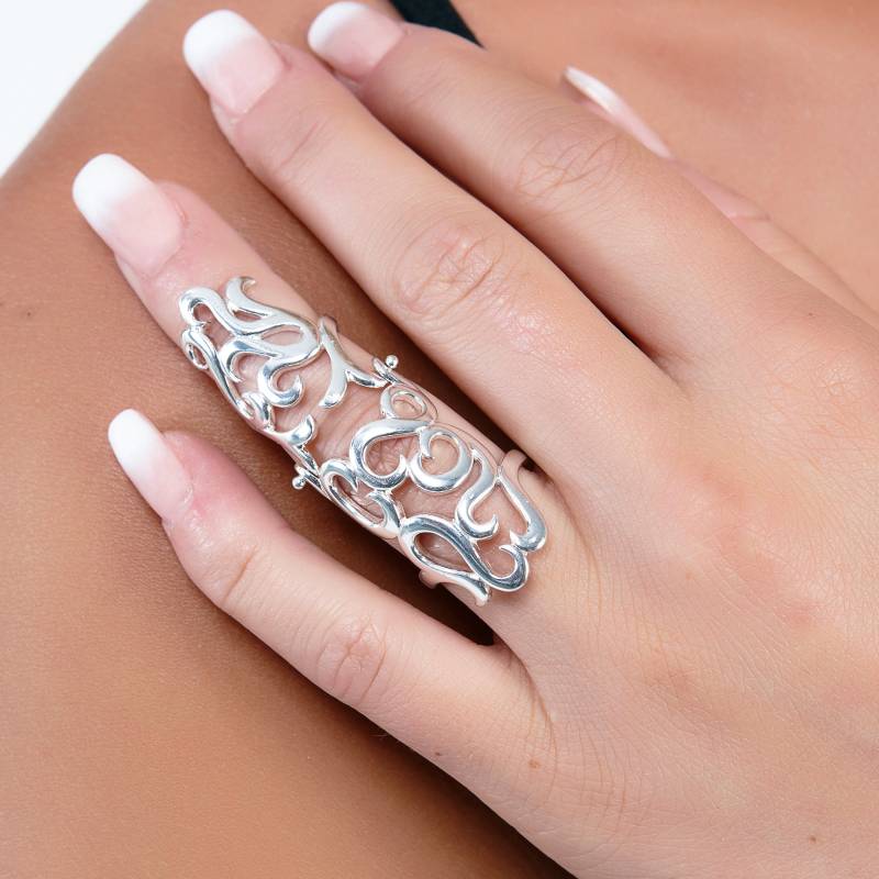 Sterling Silber Scharnier Statement Ring Abstrakte Rüstung Design von LucyQuartermaineltd