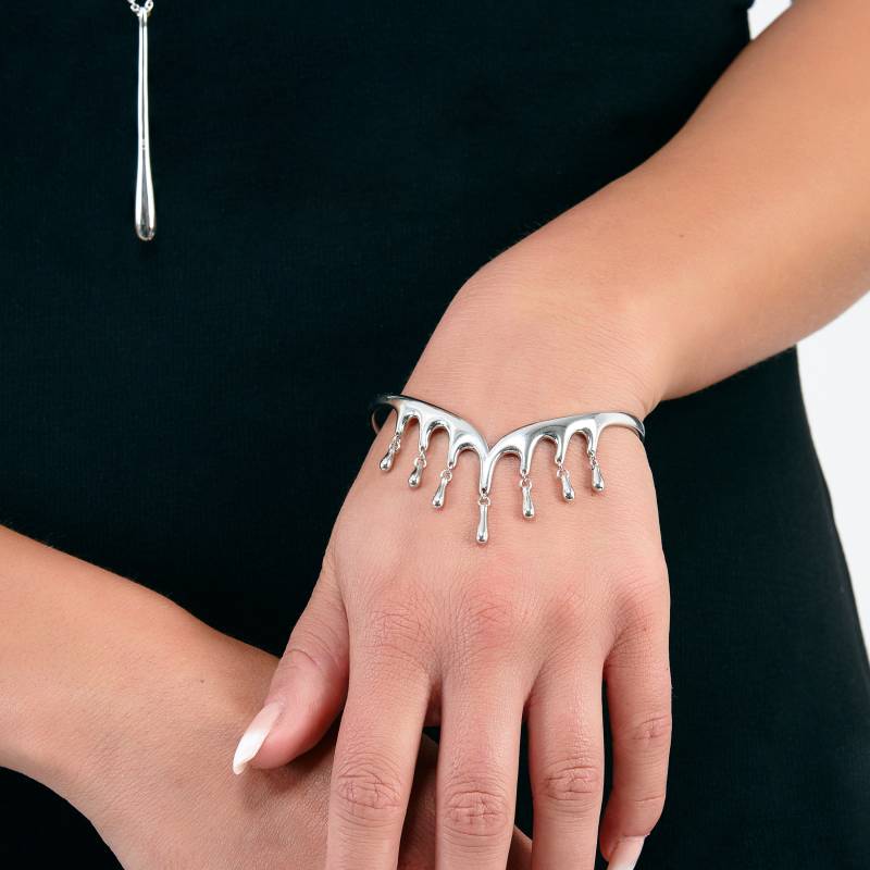 Wasserfall Manschette Armreif, Silber Manschette, Hand Handschmuck, Mit Fallendem Tropfen, Verstellbare Handmanschette, Handschelle, Wishbone von LucyQuartermaineltd