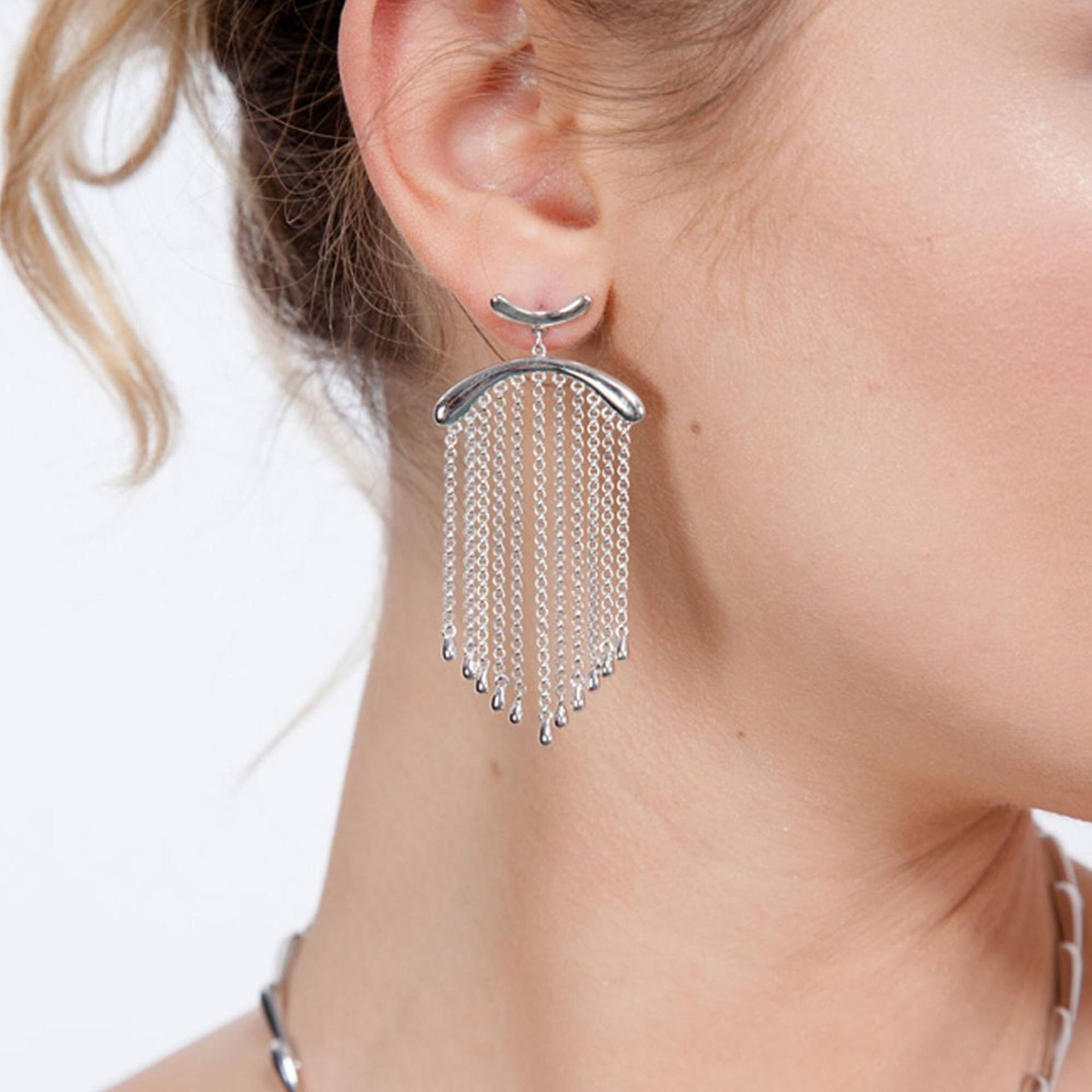 Wasserfall Silber Ohrringe, Quasten Ohrringe Roter Teppich, Statement Luxus von LucyQuartermaineltd