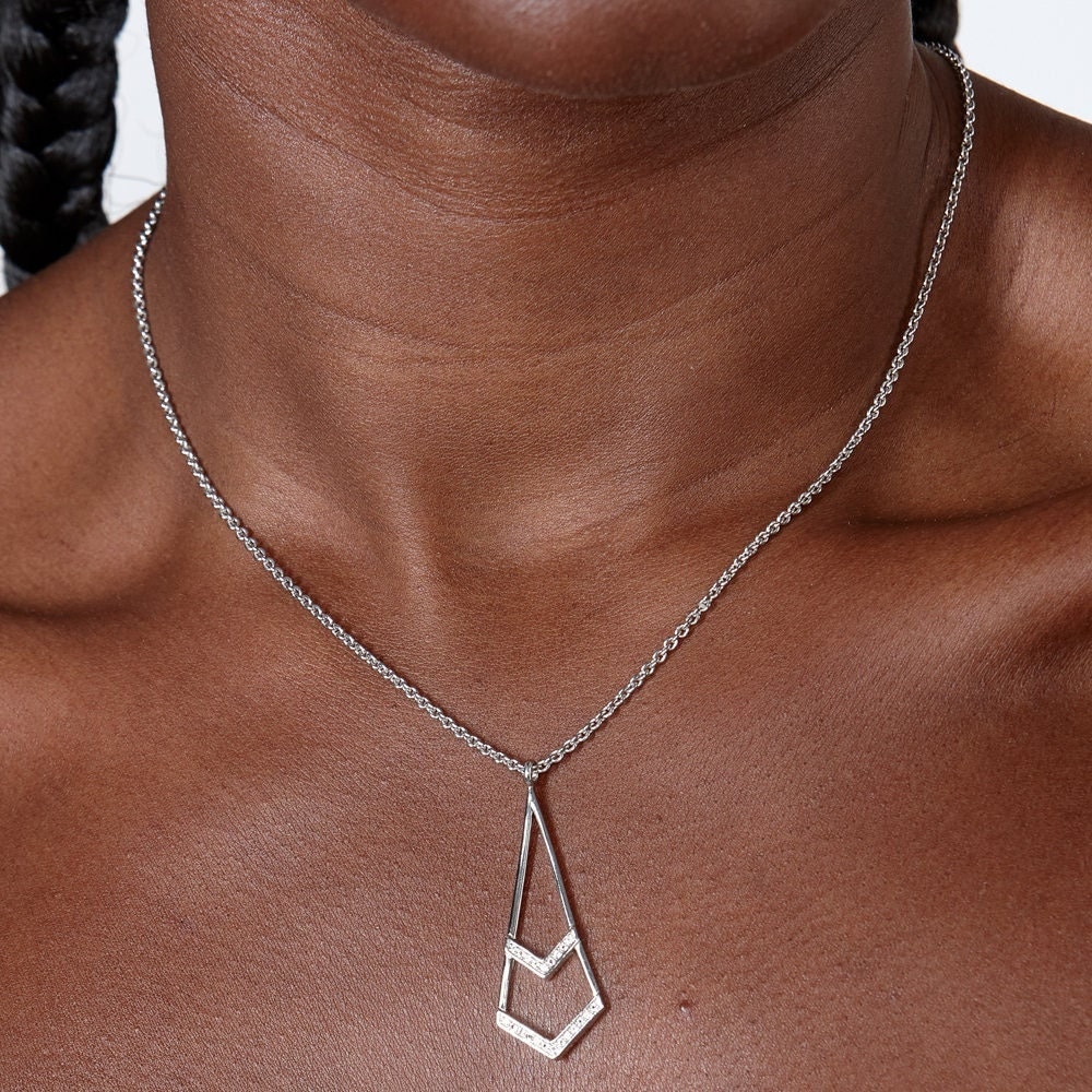 sterling Silber Art Deco Anhänger Halskette Mit Weißen Topas sterling Silber Art Deco Anhänger Halskette Mit Weißen Topas von LucyQuartermaineltd