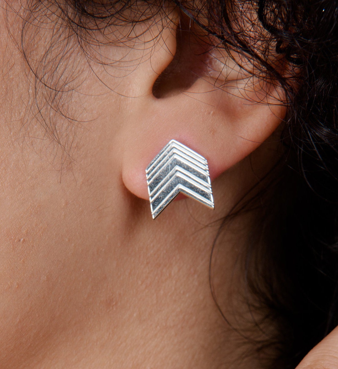 sterling Silber Ohrstecker, Art Deco Pfeil Ohrstecker von LucyQuartermaineltd