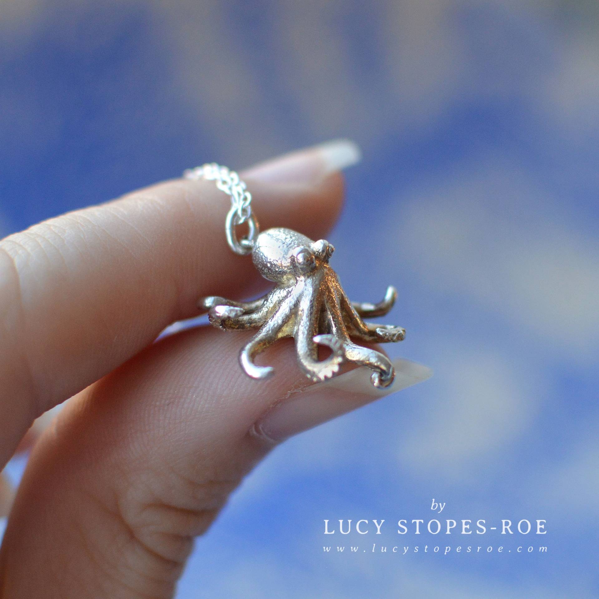 Handgemachte Silber/Vergoldet Massiv Gold Oktopus Anhänger Und Kette Handgemachte Silber/Vergoldet Massiv Gold Oktopus Anhänger Und Kette von LucyStopesRoe