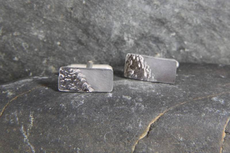 Rechteckige Manschettenknöpfe - Sterling Silber Rechteck Reflection On The Sea Meer Inspiriert Trauzeugen Geschenk Handgemacht in Cornwall von LucySymonsJewellery