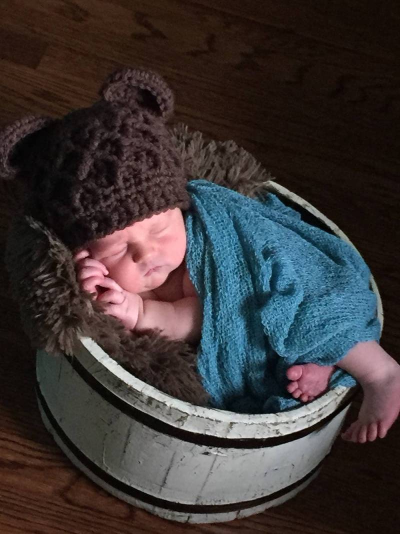 Neugeborene Bären Mütze Häkeln Baby Beanie Aus Acryl, Fotorequisite von LucyTootCreations