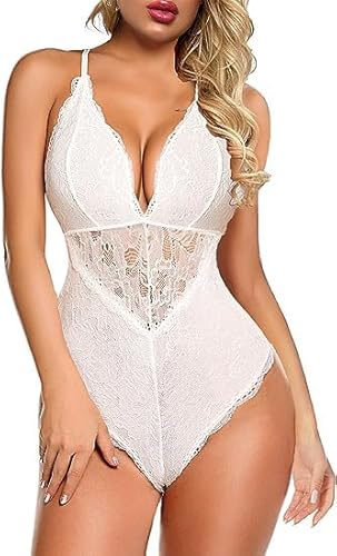 Lucyme Damen Bodysuit Body Shaper Sculpting Tanga mit Verstellbarer Schultergurt Shapewear Weiß L von Lucyme