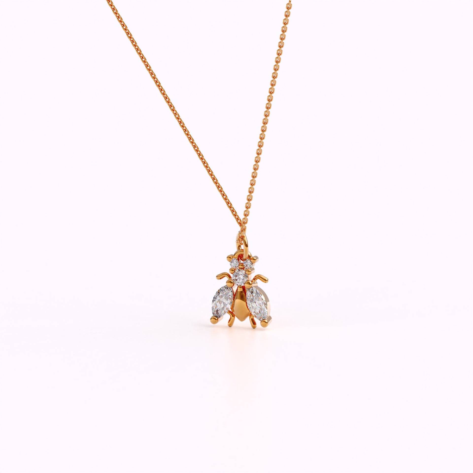 Diamant Biene Anhänger 14K Gold Solid Dainty Bumble Bee Tiny Lover Halskette Echt Kinder Kette Insekt Schmuck Niedlich von LucysFineJewelry