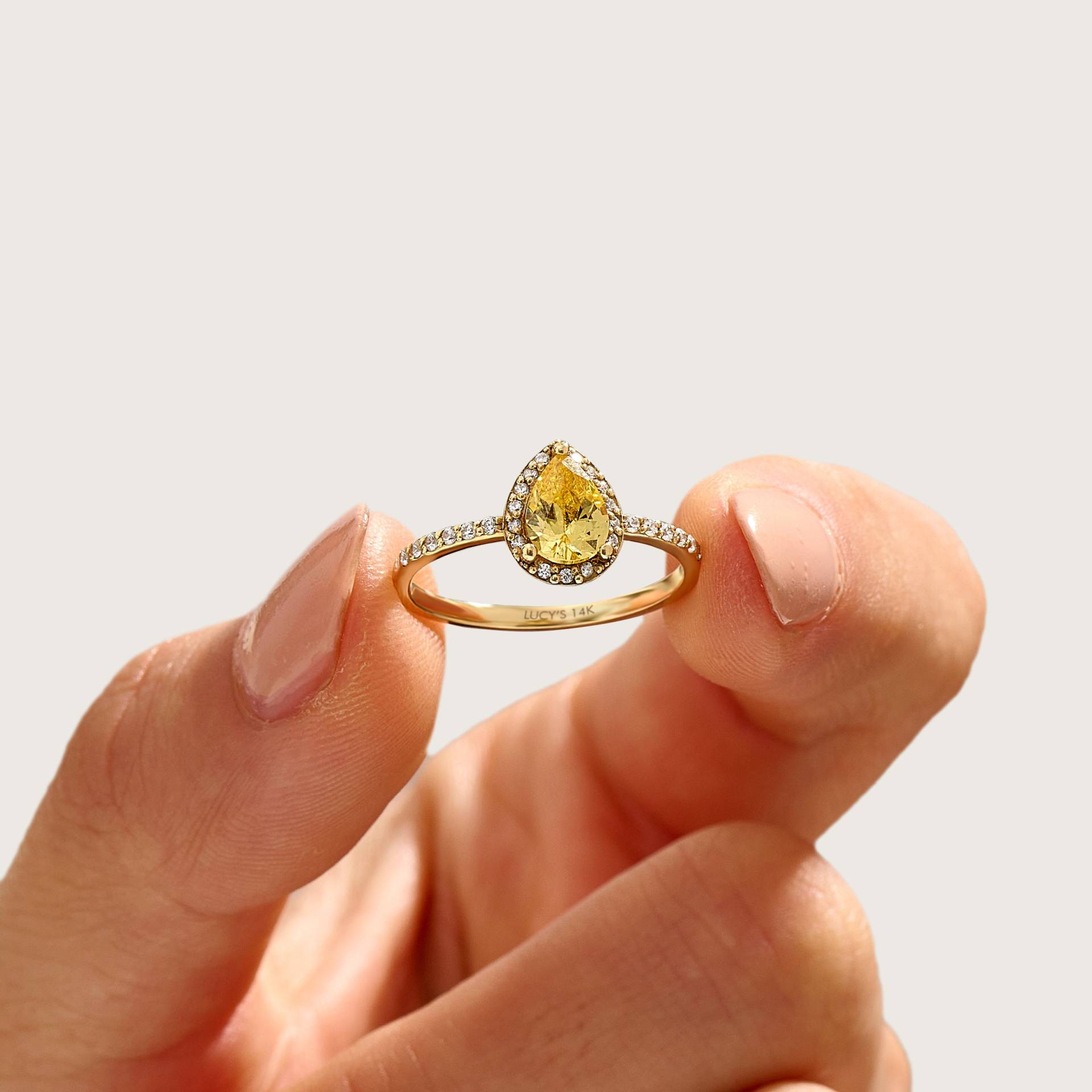 Diamant Birne Citrin Ring | 585Er Gelbgold Damen Verlobungsring Gelber Tear Drop Edelstein Echtgold von LucysFineJewelry
