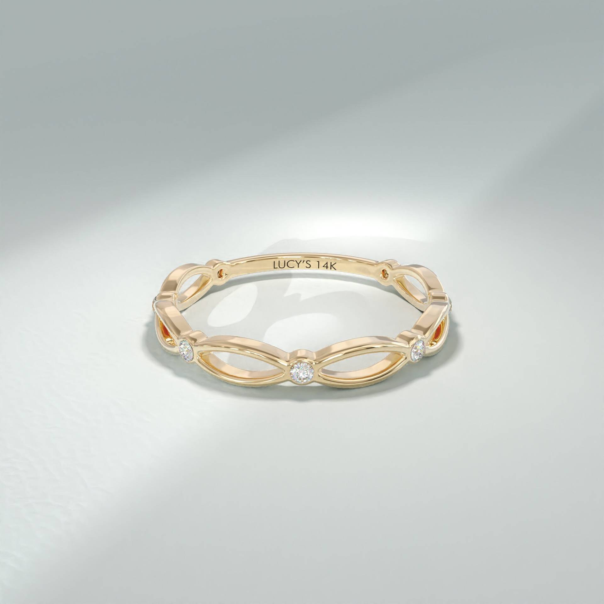 Diamant Einfassung Bandring | Offenes Band Stapelring Frauen Kleiner Daumenring Einzigartiger Passender Ring Aus 10K 14K 18K Solid Gold von LucysFineJewelry