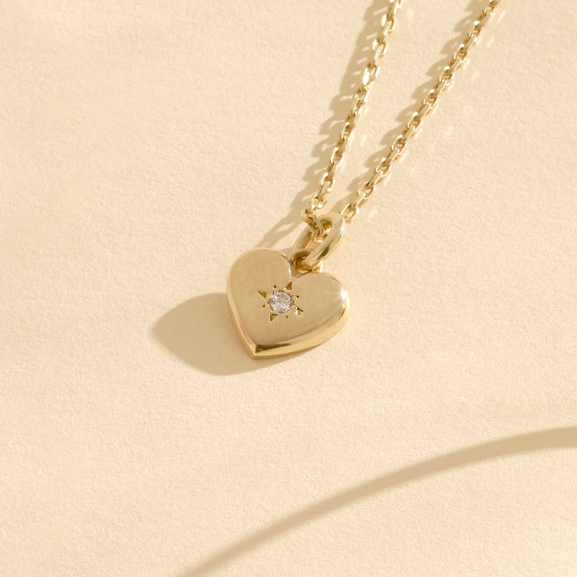 Diamant Herz Liebe Anhänger, 14K Gold Charm Frauen, Zierliche Jeden Tag Stapelbare Halskette, Damen Gelb Rose Weißgold Tägliche Anhänger von LucysFineJewelry