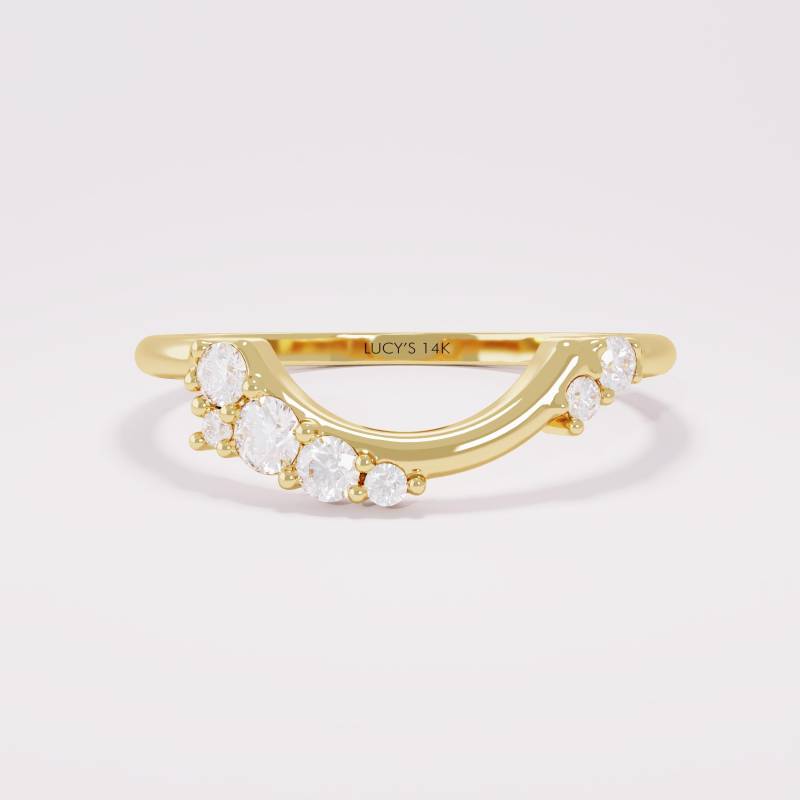 Hochzeit Band Frauen, Gewölbter Ehering 14K Gold, Diamant Kontur Ehering, Gebogenes Aus Solidem Gelb-, Rosé-, Weißgold von LucysFineJewelry
