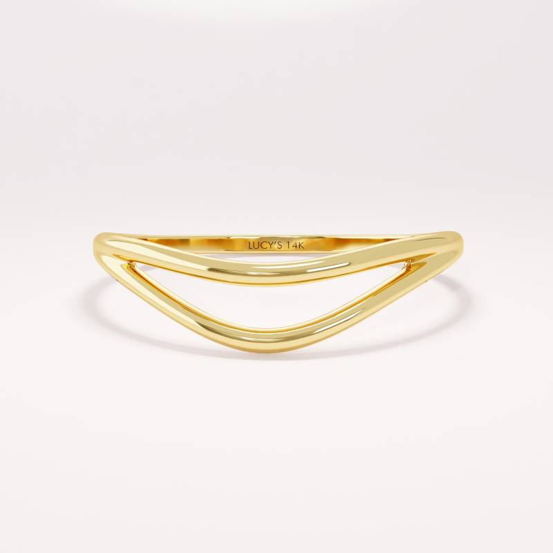 Massiver Goldbogenring, 14K Gold Gebogener Ehering, Zierlicher Konturring, Geformter Nistring, Gewellter Ringenhancer, Kurventeil Kann Aktualisiert von LucysFineJewelry