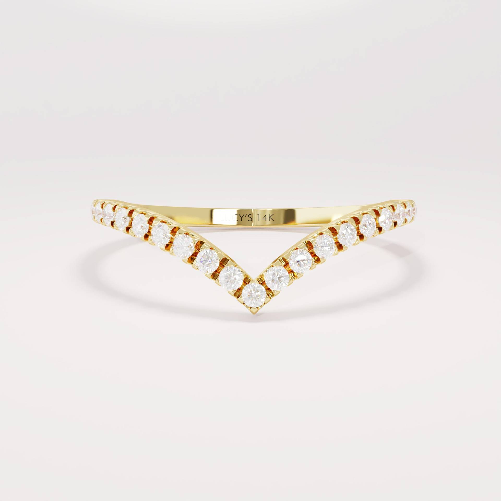 Geschwungener Ehering, Diamantring Aus Solidem Gold, V-Förmiger Ring, Solitär-Ring-Enhancer, Halb Eternity-Ring, Verschachtelungsring Für Geschwungener Ehering, Diamantring Aus Solidem Gold, V-Förmiger Ring, Solitär-Ring-Enhancer, Halb Eternity-Ring, Verschachtelungsring Für von LucysFineJewelry