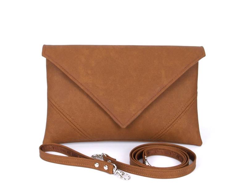 Braune Vegan Leder Clutch Bag Handgemachte Crossbody Geldbörse von LudaMelnick
