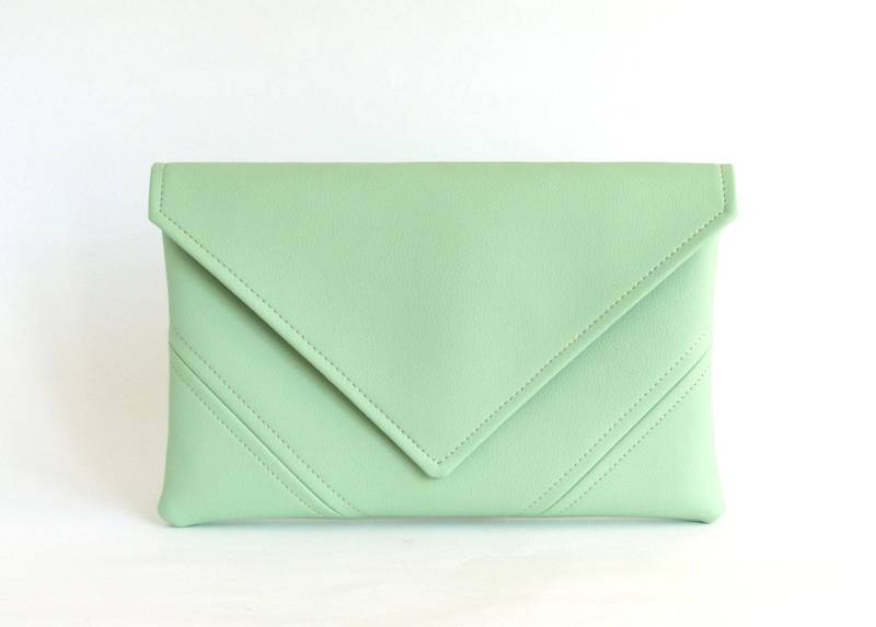 Mint Vegan Leder Clutch Umschlag Abendtasche von LudaMelnick