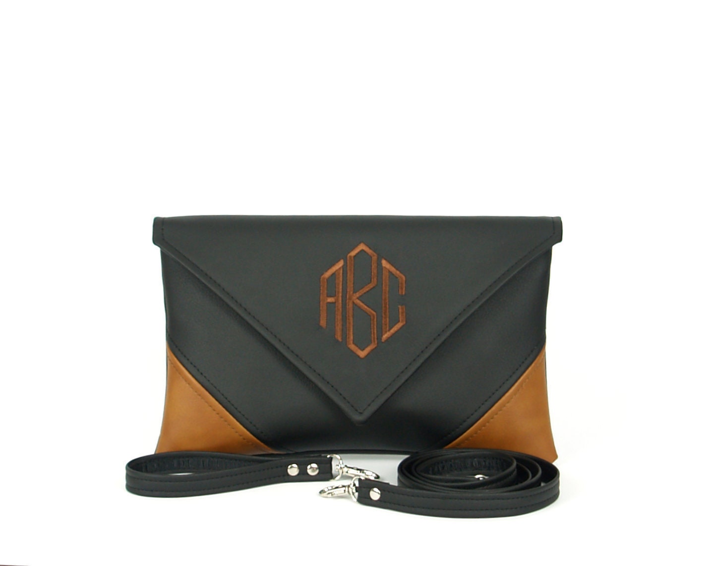 Monogrammierte Vegan Leder Clutch Umschlag Crossbody Geldbörse von LudaMelnick