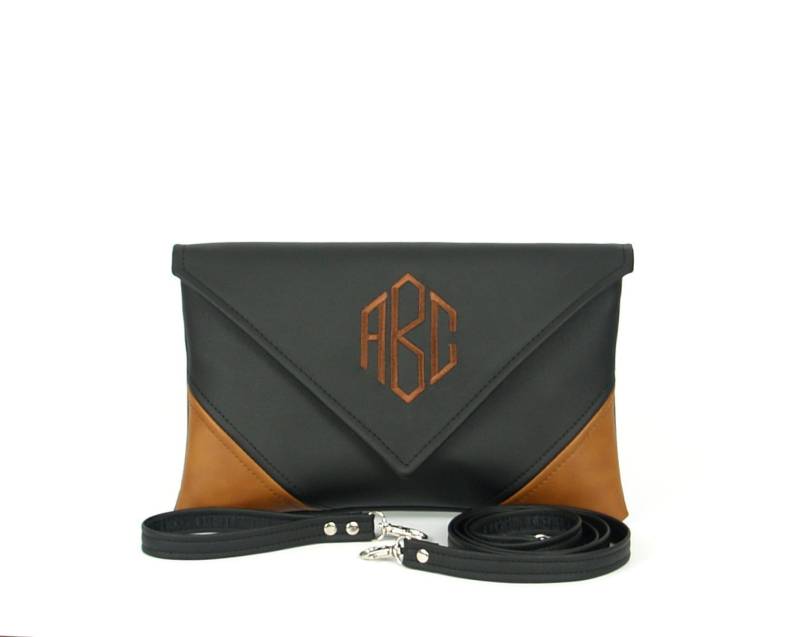 Monogrammierte Vegan Leder Clutch Umschlag Crossbody Geldbörse von LudaMelnick