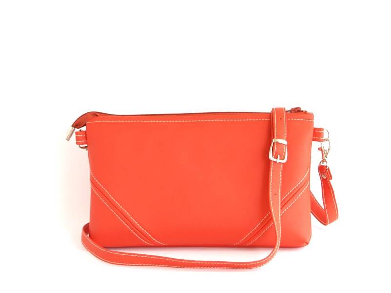 Orange Vegan Leder Umhängetasche Clutch Mit Reißverschluss von LudaMelnick