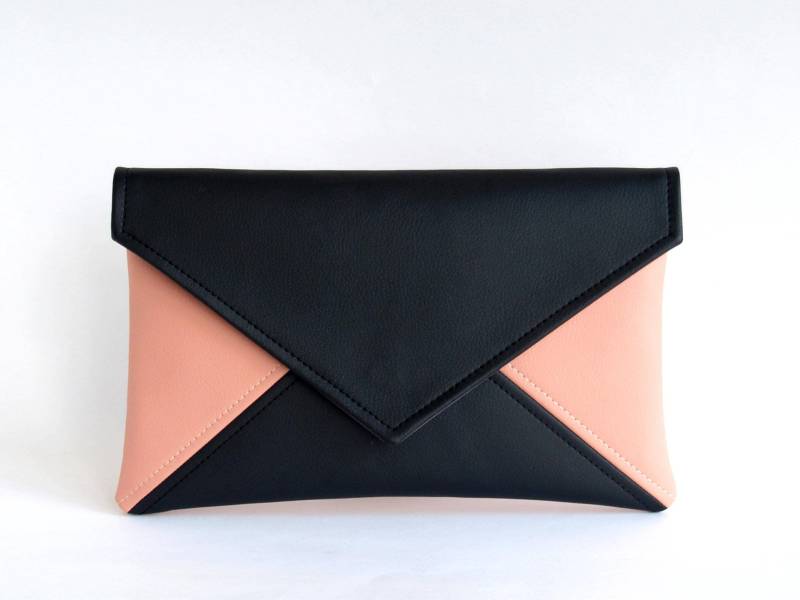Schwarze Abend-Clutch Aus Veganem Leder Handgemachte Geldbörse von LudaMelnick