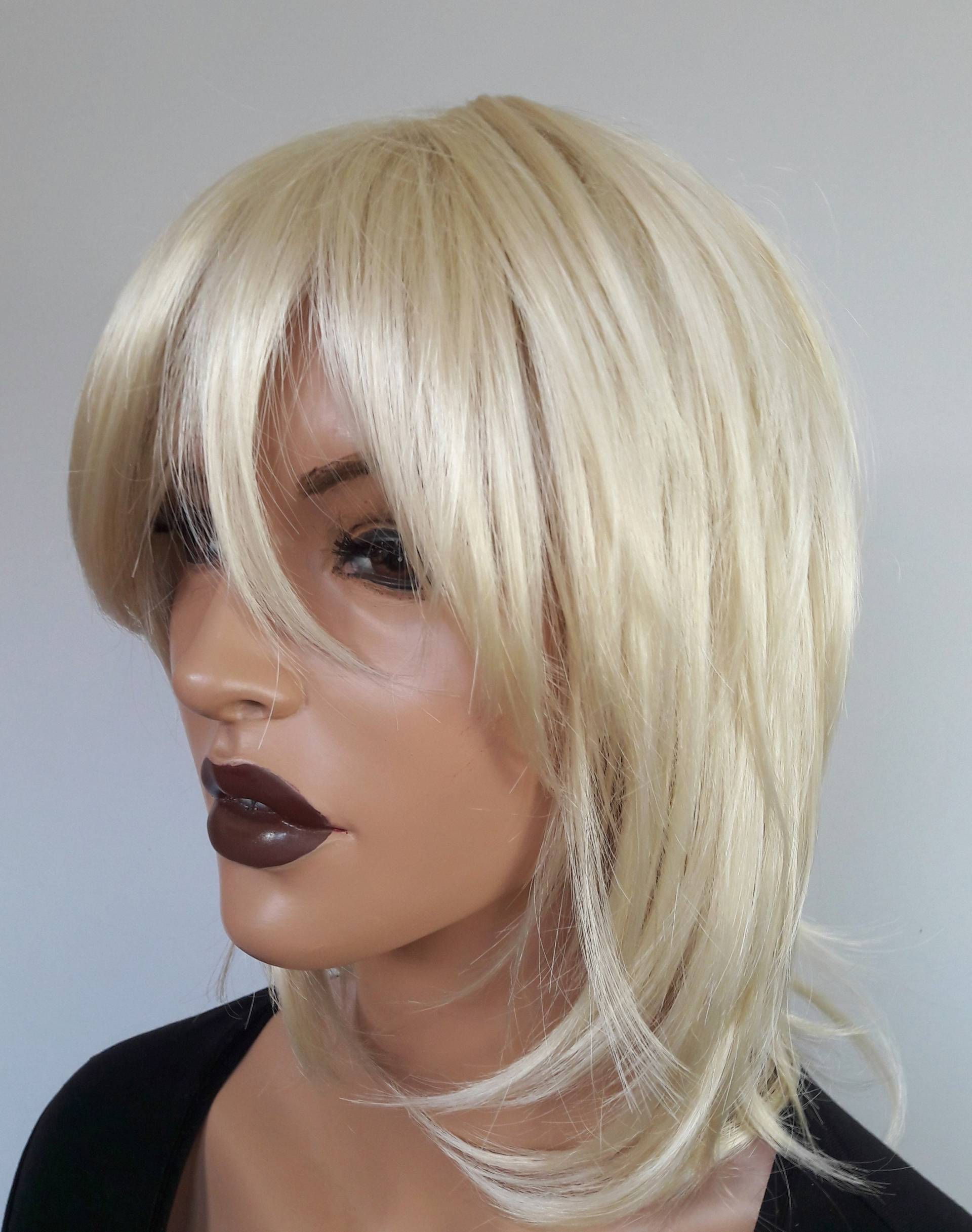 Perücke Frauen Kopfbedeckung Perlen Blond Weis Schulterlang 100%kanekalon Für Ihre Alltag Chemo Haarprobleme von Ludeline