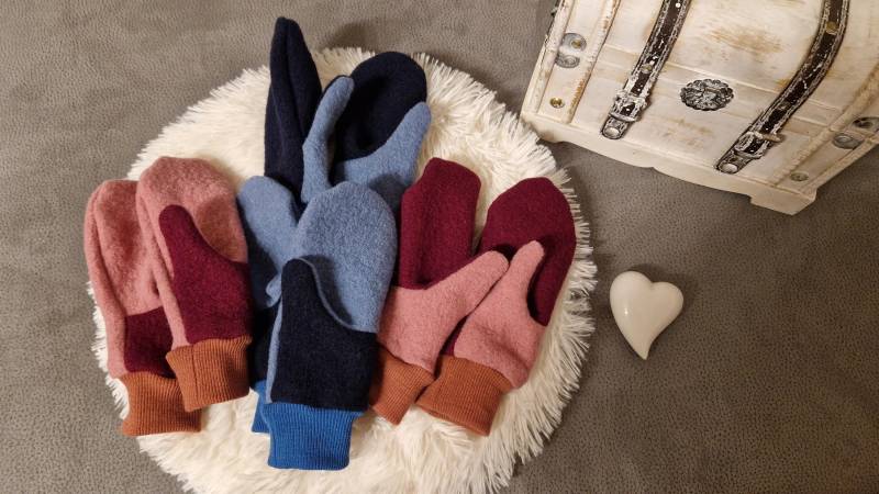 Einlagige Walkhandschuhe, Merinowolle, Wollbündchen, Verschiedene Farben Und Größen, Winterhandschuhe, Kinder - Erwachsenen Größen von LudmillasShop