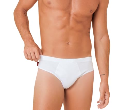 Liabel Herren-Slips aus Baumwolle. 3er oder 6er Pack Herren Unterhosen weiß oder bunt. Übergröße aus 100% atmungsaktiver Baumwolle, Weiß, XXXXXL von Ludor