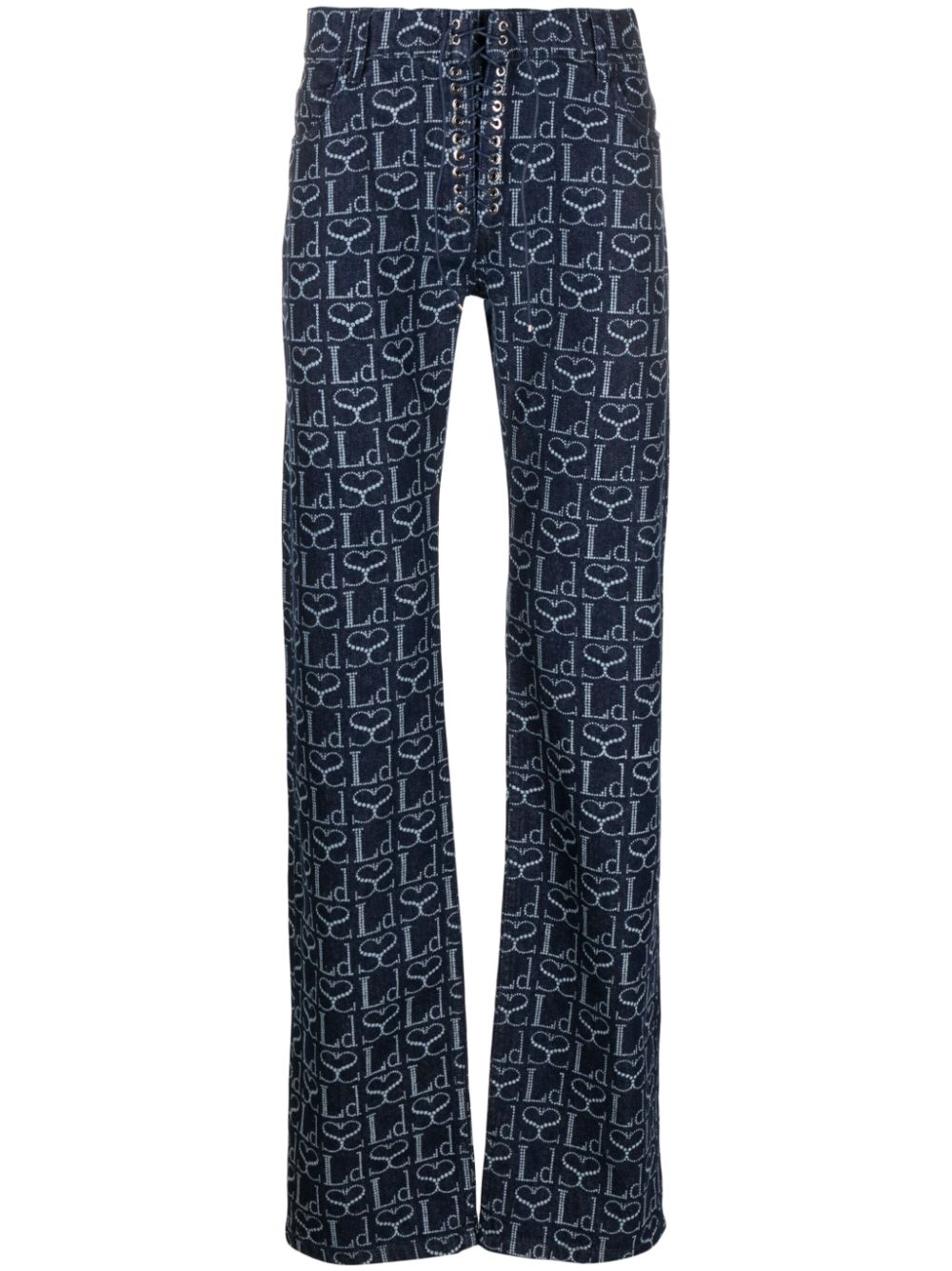 Ludovic de Saint Sernin Gerade Hose mit Monogramm-Print - Blau von Ludovic de Saint Sernin