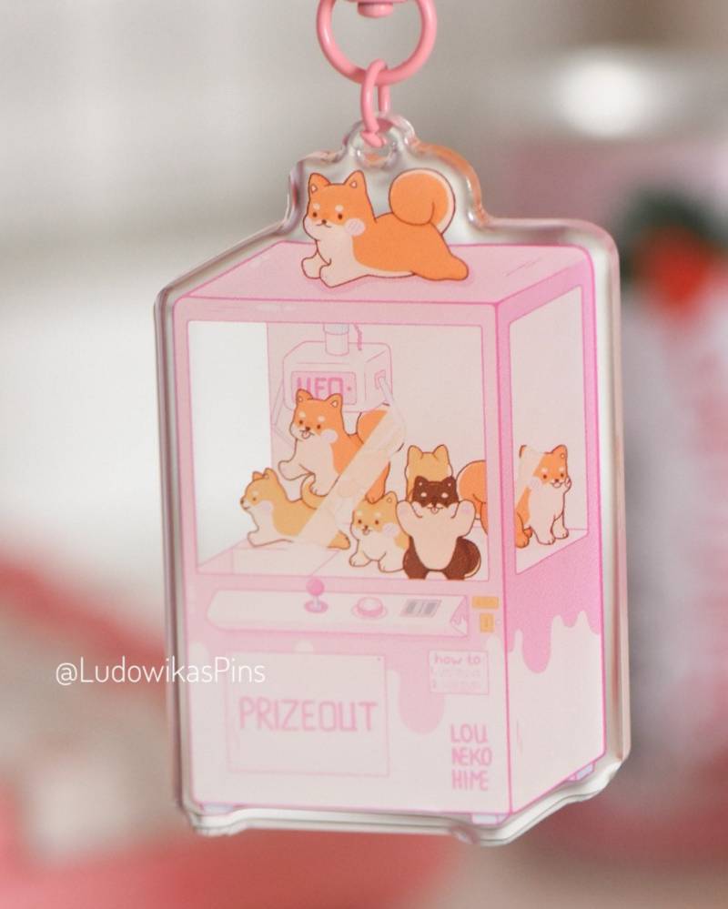 Shiba Inu Keychain | Acrylic Ufo Catcher Kawaii Pink Shiba Inu Keychain | Acrylic Ufo Catcher Kawaii Pink von LudowikasPins