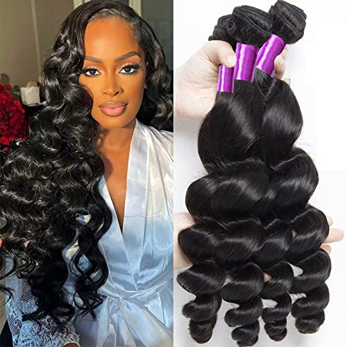 Luduna Echthaar-Extensions, lose Welle, 3 Packungen, natürliche schwarze Haare, lockere Welle, Echthaarpakete für schwarze Frauen, lose Wellen Luduna Echthaar-Extensions, lose Welle, 3 Packungen, natürliche schwarze Haare, lockere Welle, Echthaarpakete für schwarze Frauen, lose Wellen von Luduna