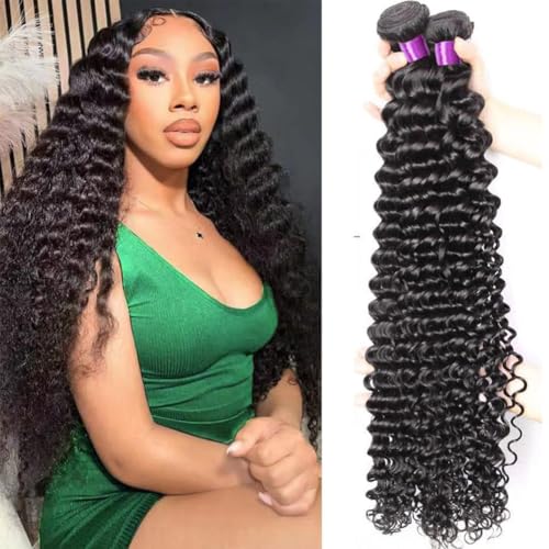 Luduna Tiefwellige Bündel aus 100 % unverarbeitetem Remy-Echthaar, tiefes, lockiges Haar, 3 Bündel, natürliche Farbe, für schwarze Frauen Luduna Tiefwellige Bündel aus 100 % unverarbeitetem Remy-Echthaar, tiefes, lockiges Haar, 3 Bündel, natürliche Farbe, für schwarze Frauen von Luduna